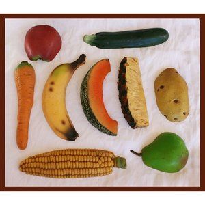 rare lot of 9 Arjon life-size fruit and vegetable refrigerator magnets